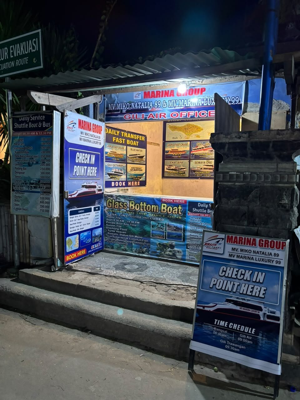 Marina Group check-in office at Gili Air