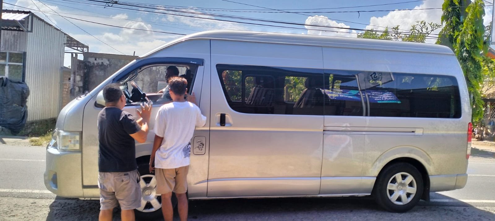 Guests boarding the shuttle van